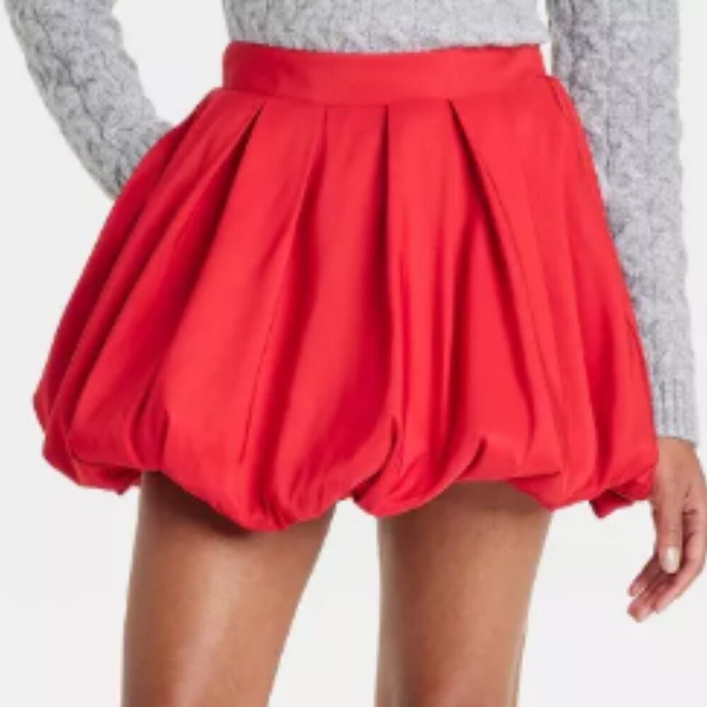 Red XS NWT Women's Bubble Hem Mini Skirt - A New Day™